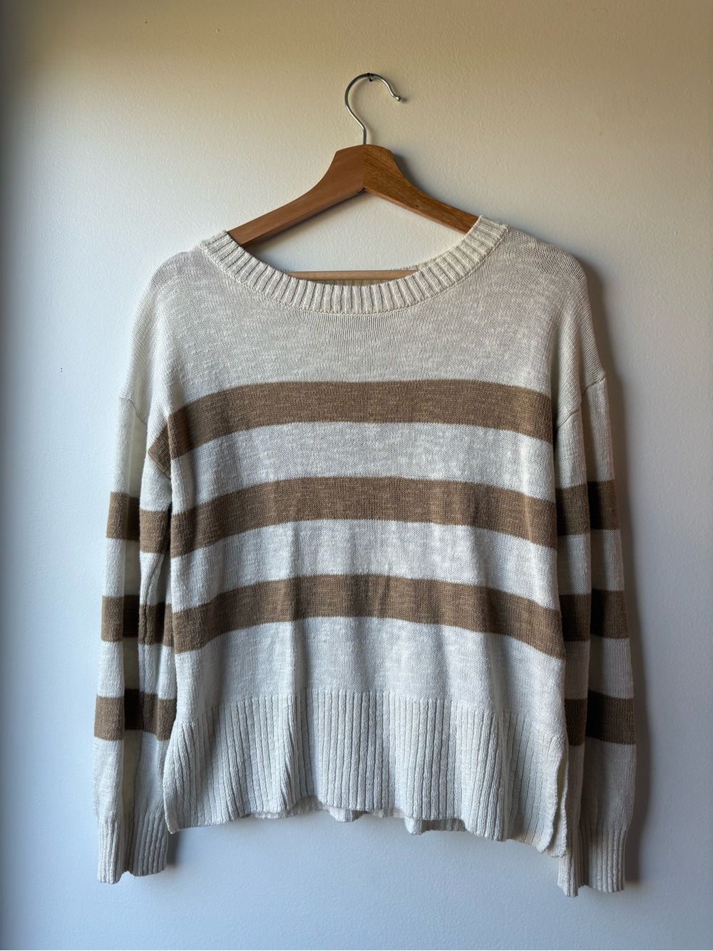 Tan and Cream Striped Sweater